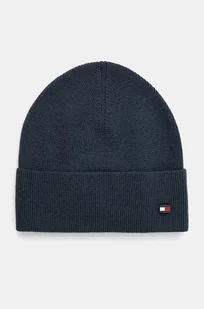 Tommy Hilfiger czapka wełniana kolor niebieski z cienkiej dzianiny wełniana AM0AM12803 - Czapki męskie - miniaturka - grafika 1