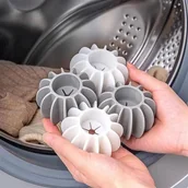 Akcesoria łazienkowe - Magiczna Kula do Prania usuwająca sierść włosy, kłaki 1 sztuka szara DA2 - miniaturka - grafika 1