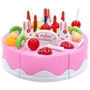 Zabawki AGD - KinderSafe Duży tort urodzinowy do krojenia + świeczki, 37 elementów 889-21A 889-21A - miniaturka - grafika 1