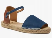 Espadryle damskie - Geox Espadryle Damskie Skórzane Płaskie Wygodne Granatowe 38 Jkd - miniaturka - grafika 1