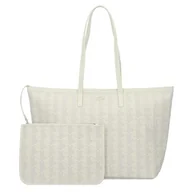 Torebki damskie - Lacoste Monogram Zely Shopper Bag 37 cm beżowy - miniaturka - grafika 1