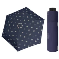 Parasole - NAJLŻEJSZA 140 g parasolka damska Doppler Fiber Havanna granatowa w groszki - miniaturka - grafika 1