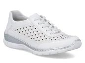 Półbuty damskie - Półbuty damskie białe Rieker L3217-80 skórzane sznurowane ażurowe lekkie-42 - miniaturka - grafika 1