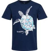 Koszulki męskie - Męski t-shirt z krótkim rękawem, z żółwiem, granatowy - miniaturka - grafika 1