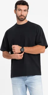 Bawełniany męski t-shirt LOOSE FIT z okrągłym dekoltem czarny V1 OM-TSBC-0234 M - Koszulki męskie - miniaturka - grafika 1