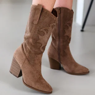 Coffee jesienne kozaki damskie, kowbojki S.Barski 606 - S.BARSKI - Botki damskie - miniaturka - grafika 1