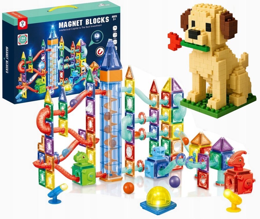 KLOCKI MAGNETYCZNE 194el TOR KULKOWY ŚWIECĄCY KULODROM 132A-1