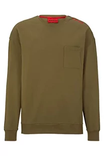 HUGO Męska bluza z logo marki Loungewear, z rozciągliwej bawełny, z detalami z logo, Open Green345., S - Bluzy męskie - miniaturka - grafika 1