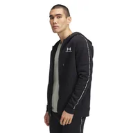 Bluzy męskie - Meska bluza dresowa rozpinana z kapturem Under Armour UA Icon Fleece FZ Taping - czarna - UNDER ARMOUR - miniaturka - grafika 1