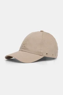 Tommy Hilfiger czapka z daszkiem bawełniana kolor beżowy gładka AW0AW16621 - Czapki damskie - miniaturka - grafika 1