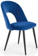 Krzesła - Krzesło tapicerowane granatowe velvet K384 z czarnymi nogami - miniaturka - grafika 1