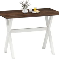 Stoły - Drewniany Stół Jadalny, Stół Kuchenny 110 cm dla 4 Osób, Nogi z Drewna Kauczukowego, Konstrukcja w Kształcie Litery X, Nośność 100 kg (Biały) - miniaturka - grafika 1