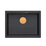 Zlewozmywaki - QUADRON JOSH 110 GraniteQ zlewozmywak black diamond 59,5x45,1x21,5 cm 1-komorowy wpuszczany z syfonem manualnym miedziany - miniaturka - grafika 1