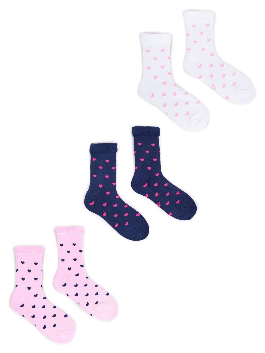 Skarpety dziewczęce bawełniane frotte w serca 3PAK 35-38 YOCLUB