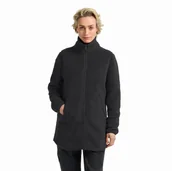 Płaszcze damskie - Damski płaszcz polarowy Jack Wolfskin HIGH CURL COAT W black - XS - miniaturka - grafika 1