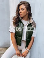 Kamizelki damskie - Sportowa kamizelka damska pikowana OSHE zielona Dstreet TY3704-XXL - miniaturka - grafika 1