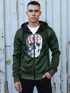Bluzy męskie - Bluza męska rozpinana z kapturem zielona Dstreet BX5838 - miniaturka - grafika 1