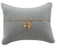 Bransoletki - złota bransoletka kula ziemska ziemia koraliki 925 - miniaturka - grafika 1