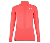 Koszulki i topy damskie - Salewa Women's ZEBRU MED WARM AMR W 1/2Z Tee. Base Layer Top, Fluo Coral, S - miniaturka - grafika 1