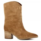 Botki damskie - Rude kowbojki na niskim obcasie CARINII - Carinii - miniaturka - grafika 1