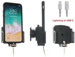 Uchwyt regulowany do Apple iPhone X w futerale o wymiarach: 70-83 mm (szer.), 2-10 mm (grubość) z możliwością wpięcia kabla lightning USB-C - Uchwyty samochodowe do telefonów - miniaturka - grafika 1