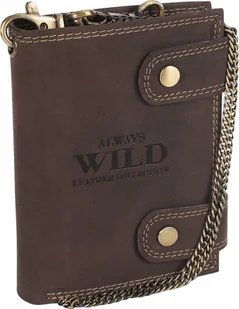 Always Wild Atrakcyjny, skórzany portfel męski z mosiężnym łańcuchem Always Wild Nie dotyczy - Portfele - miniaturka - grafika 1