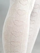 Rajstopy - Rajstopy bawełniane białe z żakardowym wzorem serca 68-74 cm - miniaturka - grafika 1