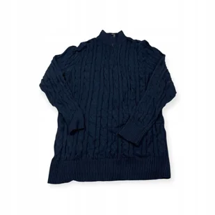 Sweter Męski XL Styl Old Money Półgolf Niebieski Warkoczowy Splot - Swetry męskie - miniaturka - grafika 1