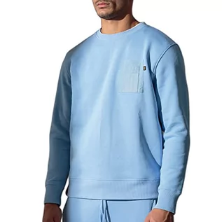Bluzy męskie - ALPHA INDUSTRIES Nylon Pocket Sweater Bluza męska, Lekki niebieski, XXL - grafika 1
