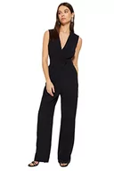 Kombinezony - Trendyol Kombinezon damski, jednokolorowy, tkany kombinezon, Czarny, 10 - miniaturka - grafika 1