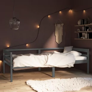 vidaXL Rama łóżka ciemnoszara lite drewno sosnowe 90 x 200 cm 322055 - Łóżka - miniaturka - grafika 1