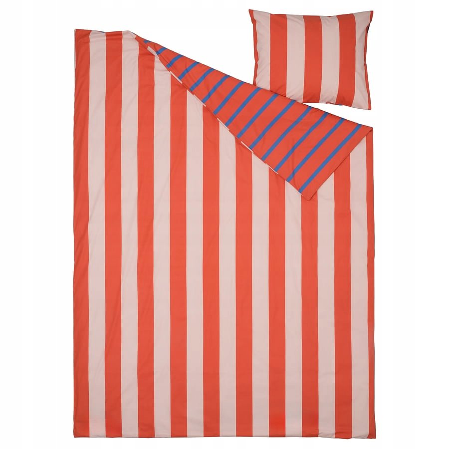 Ikea Barndrom Komplet pościeli różowy czerwony/wzór w paski,150x200/50x60