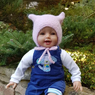 Czapka Kotek, kitty alpaka/jedwab pudrowy róż - Czapki dla dzieci Czapka Kotek, kitty alpaka/jedwab pudrowy róż - Czapki dla dzieci - miniaturka - grafika 1