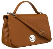 Torebki damskie - Karmelowa torebka damska crossbody ze srebrnymi okuciami - David Jones - miniaturka - grafika 1