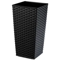 Donice - Donica na kwiaty z wkładem rattan Pesaro 19 cm, czarna - miniaturka - grafika 1