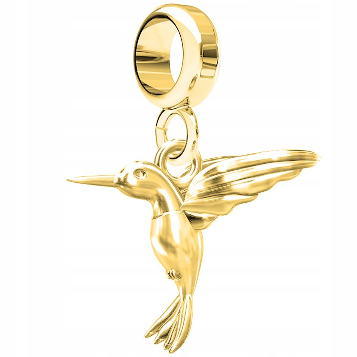 Charms Złoty z Ptaszkiem Kolibrem Bird Ptak Koliber Jaskółka SREBRO 925