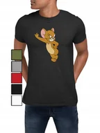 Koszulki męskie - KOSZULKA T-SHIRT MĘSKA Z NADRUKIEM TOM I JERRY KOT MYSZ - L - miniaturka - grafika 1