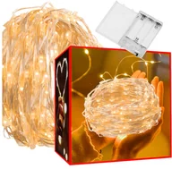Oświetlenie świąteczne - Lampki Druciki Na Baterie 100 Led Białe Ciepłe 10M Y99 - miniaturka - grafika 1