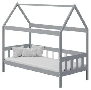 Szare pojedyncze łóżko do dziecięcej sypialni N0-R55 - Łóżka dla dzieci i młodzieży - miniaturka - grafika 1
