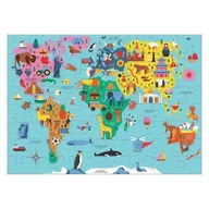 Puzzle - Mudpuppy Puzzle 78 elementów. Mapa Świata z elementami w kształcie budynków i zwierząt - miniaturka - grafika 1