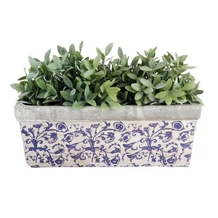 Niebiesko-biała podłużna doniczka ceramiczna Esschert Design - Donice - miniaturka - grafika 1