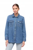 Koszule damskie - WRANGLER HERITAGE SHIRT MID INDIGO W5S96OX8E XL - miniaturka - grafika 1