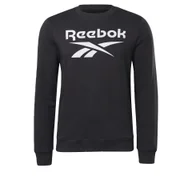 Bluzy sportowe męskie - Bluza dresowa męska REEBOK bawełna bez kaptura - miniaturka - grafika 1