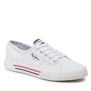 Pepe jeans Tenisówki Brady W Basic PLS31287 White 800 - Trampki damskie - miniaturka - grafika 1