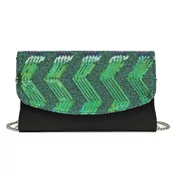 Torebki damskie - Miss Lulu Mini torba crossbody dla kobiet kopertówka łańcuszek torba na ramię wieczorne przyjęcie błyszczące cekiny, Czarny i zielony, Medium - miniaturka - grafika 1
