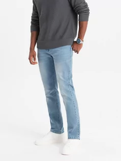 Spodnie męskie - Spodnie męskie jeansowe STRAIGHT LEG - jasnoniebieskie V2 OM-PADP-0133 - grafika 1