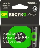 Baterie i akcesoria - GP GP ReCyko Pro Rechargeable Battery, Size AA, 2000 mAh, 4-pack - miniaturka - grafika 1