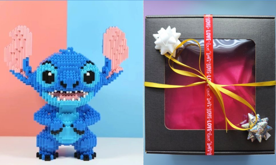 Klocki duża figurka STITCH Disney LILO i STITCH + PUDEŁKO PREZENTOWE