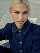 Moda i Uroda OUTLET - Reserved - Jeansowa koszula z ozdobnymi guzikami - granatowy - miniaturka - grafika 1