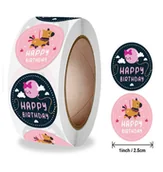 Scrapbooking - Naklejki Ozdobne Okrągłe Happy Birthday 100 Szt. - miniaturka - grafika 1